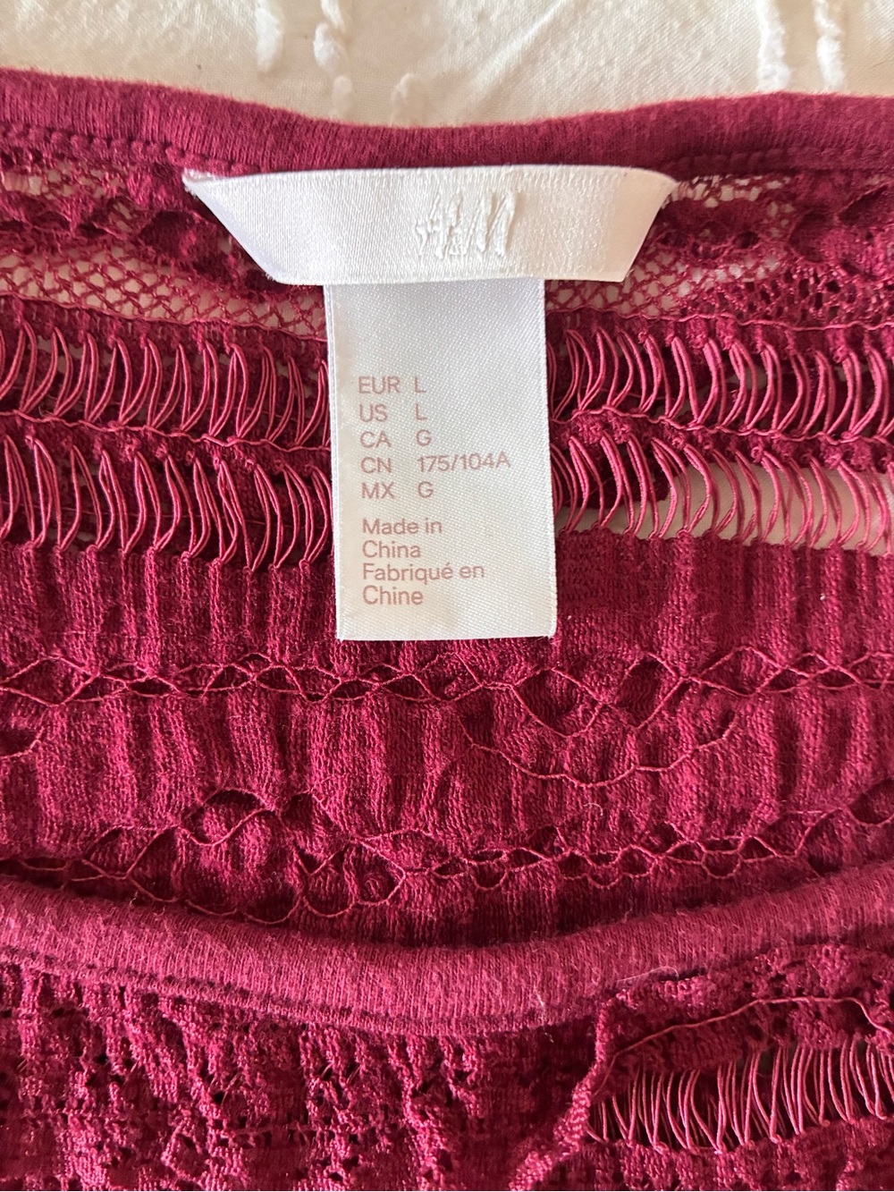 H&M burgundy lace short sleeve summer top. Women large. Boho cowgirl - Picture 4 of 6